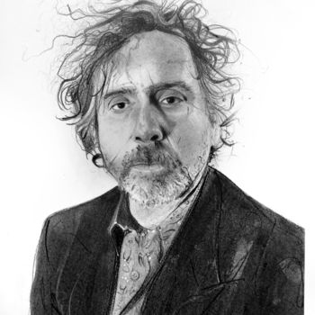 图画 标题为“Tim Burton” 由Sylvain Puech, 原创艺术品, 石墨