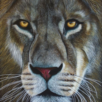 Painting titled "Lion" by Sylvain Suppa, Original Artwork, Acrylic