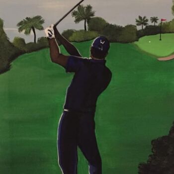 Painting titled "Le golfeur" by Sylvain Therrien, Original Artwork, Acrylic