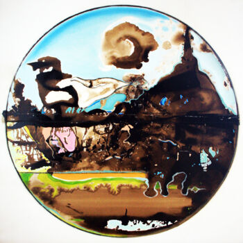 Painting titled "La Mouette" by Sylvain Thieurmel, Original Artwork, Oil Mounted on Wood Stretcher frame