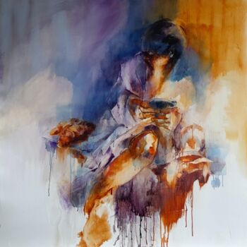 Painting titled "breakfast time" by Sylvaine Catoire, Original Artwork, Oil