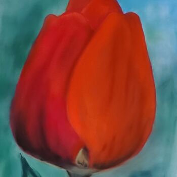 Malarstwo zatytułowany „Tulipe” autorstwa Sylvaine Forestier, Oryginalna praca, Pastel