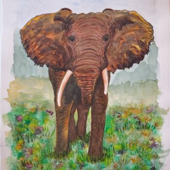 Pintura titulada "L'Africain" por Sylvaine Forestier, Obra de arte original, Acuarela