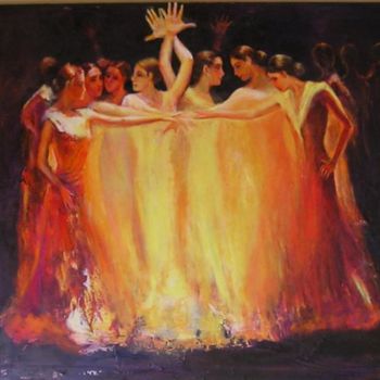Peinture intitulée "Flamenco Dance Of L…" par Sylva Zalmanson, Œuvre d'art originale, Huile