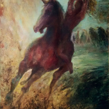 Painting titled "Pursuit of Abesalom" by Sylva Zalmanson, Original Artwork, Acrylic
