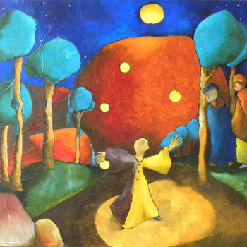 Peinture intitulée "Le petit jongleur s…" par Sylviane Lacroze, Œuvre d'art originale, Huile