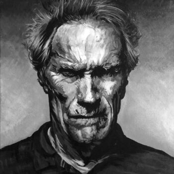 Painting titled "Clint Eastwood" by Sylvère Dusong, Original Artwork, Acrylic
