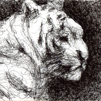 Disegno intitolato "Gribouille le tigre" da Sylvère Dusong, Opera d'arte originale, Biro