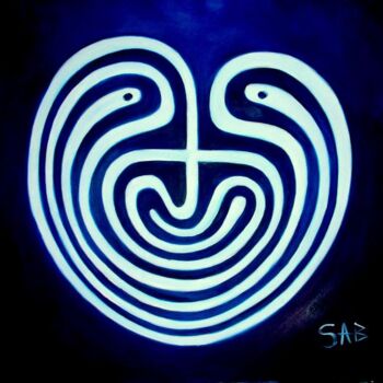 Картина под названием "Labyrinthe" - Sylvia Adjabroux, Подлинное произведение искусства, Масло Установлен на Деревянная рама…