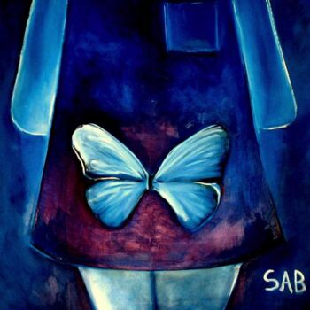 Painting titled "Sacré Papillon" by Sylvia Adjabroux, Original Artwork, Oil