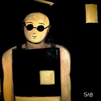 Malerei mit dem Titel "Bob in Bagdad" von Sylvia Adjabroux, Original-Kunstwerk, Öl