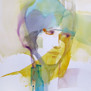 绘画 标题为“Mélancolie en jaune” 由Sylvia Baldeva, 原创艺术品, 水彩