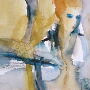 Painting titled "Doute" by Sylvia Baldeva, Original Artwork, Watercolor