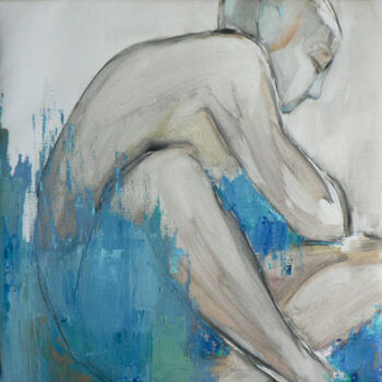 Картина под названием "Dans l'eau" - Sylvia Baldeva, Подлинное произведение искусства, Масло Установлен на Деревянная рама д…