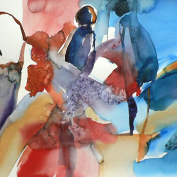 Картина под названием "Scène" - Sylvia Baldeva, Подлинное произведение искусства, Акварель