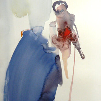 Peinture intitulée "La mariée" par Sylvia Baldeva, Œuvre d'art originale, Aquarelle