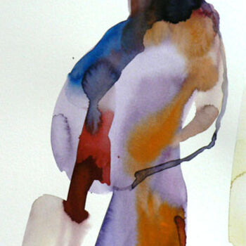Malerei mit dem Titel "Se retourner" von Sylvia Baldeva, Original-Kunstwerk, Aquarell