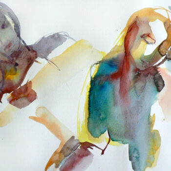 Malerei mit dem Titel "Discorde" von Sylvia Baldeva, Original-Kunstwerk, Aquarell
