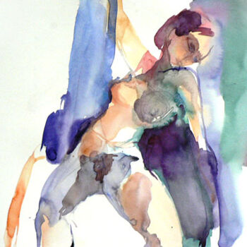 Peinture intitulée "Nue" par Sylvia Baldeva, Œuvre d'art originale, Aquarelle