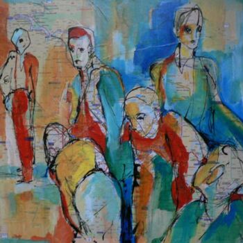 Painting titled "Groupe" by Sylvia Baldeva, Original Artwork, Acrylic