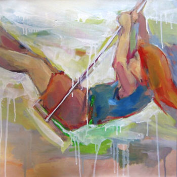 Painting titled "Insouciance" by Sylvia Baldeva, Original Artwork, Oil Mounted on Wood Stretcher frame