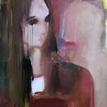 Painting titled "Femme" by Sylvia Baldeva, Original Artwork, Oil Mounted on Wood Stretcher frame