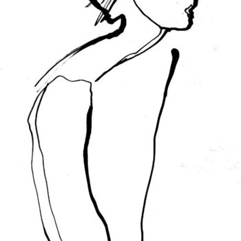 「Songeuse」というタイトルの描画 Sylvia Baldevaによって, オリジナルのアートワーク, インク