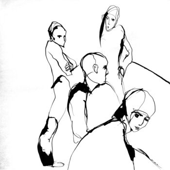 Desenho intitulada "Quatre" por Sylvia Baldeva, Obras de arte originais, Tinta