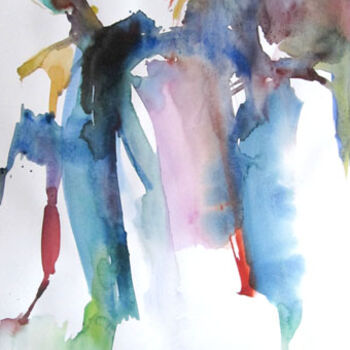 Painting titled "En marche" by Sylvia Baldeva, Original Artwork, Watercolor