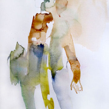 Картина под названием "Intrigués" - Sylvia Baldeva, Подлинное произведение искусства, Акварель