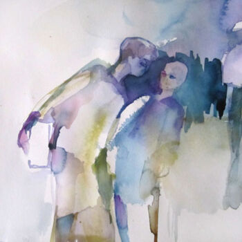 Painting titled "Rumeur" by Sylvia Baldeva, Original Artwork, Watercolor