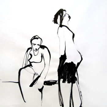 Drawing titled "Annonce" by Sylvia Baldeva, Original Artwork, Ink