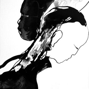「Deux couleurs」というタイトルの描画 Sylvia Baldevaによって, オリジナルのアートワーク, インク