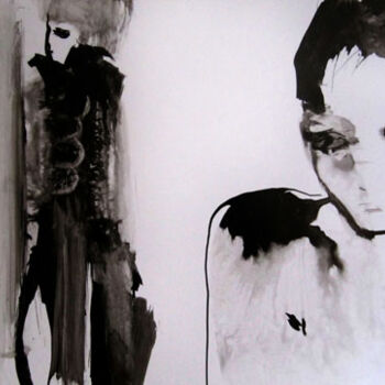 Drawing titled "Culpabilité" by Sylvia Baldeva, Original Artwork, Ink