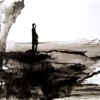 Drawing titled "Contemplation" by Sylvia Baldeva, Original Artwork, Ink