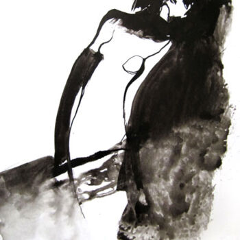 Drawing titled "S'élever" by Sylvia Baldeva, Original Artwork, Ink