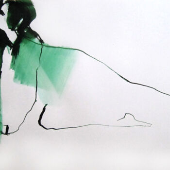 제목이 "A genoux"인 그림 Sylvia Baldeva로, 원작, 잉크