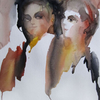 Malerei mit dem Titel "Couple" von Sylvia Baldeva, Original-Kunstwerk, Aquarell