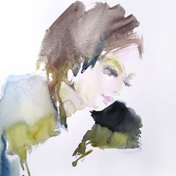 Painting titled "Femme" by Sylvia Baldeva, Original Artwork, Watercolor