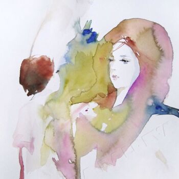 Painting titled "En enfance" by Sylvia Baldeva, Original Artwork, Watercolor