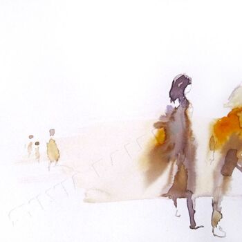 Painting titled "Interpellées" by Sylvia Baldeva, Original Artwork, Watercolor