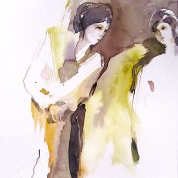 Painting titled "Tension" by Sylvia Baldeva, Original Artwork, Watercolor