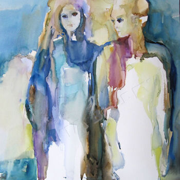 Painting titled "Confidenciel" by Sylvia Baldeva, Original Artwork, Watercolor