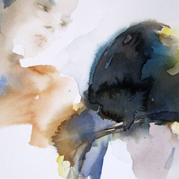 Painting titled "Suite à l'évènement" by Sylvia Baldeva, Original Artwork, Watercolor