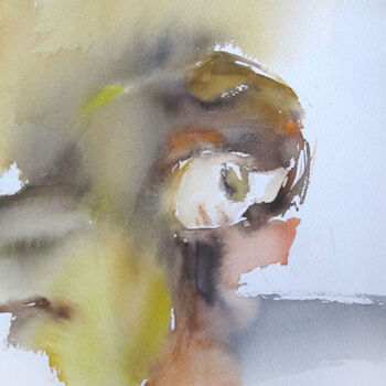 Peinture intitulée "Emotion jaune" par Sylvia Baldeva, Œuvre d'art originale, Aquarelle