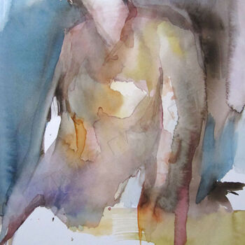 Pintura intitulada "Hors du cadre" por Sylvia Baldeva, Obras de arte originais, Aquarela