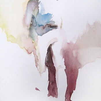 Painting titled "Partir" by Sylvia Baldeva, Original Artwork, Watercolor