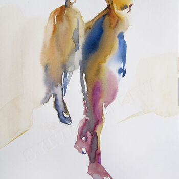 Malerei mit dem Titel "En marche..." von Sylvia Baldeva, Original-Kunstwerk, Aquarell