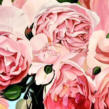 Pittura intitolato "Climbing roses abun…" da Sylvia Eder, Opera d'arte originale, Acrilico Montato su Telaio per barella in…