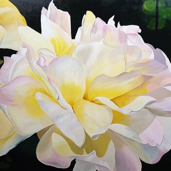 Painting titled "Yellow Rose" by Sylvia Eder, Original Artwork, Acrylic Mounted on Wood Stretcher frame